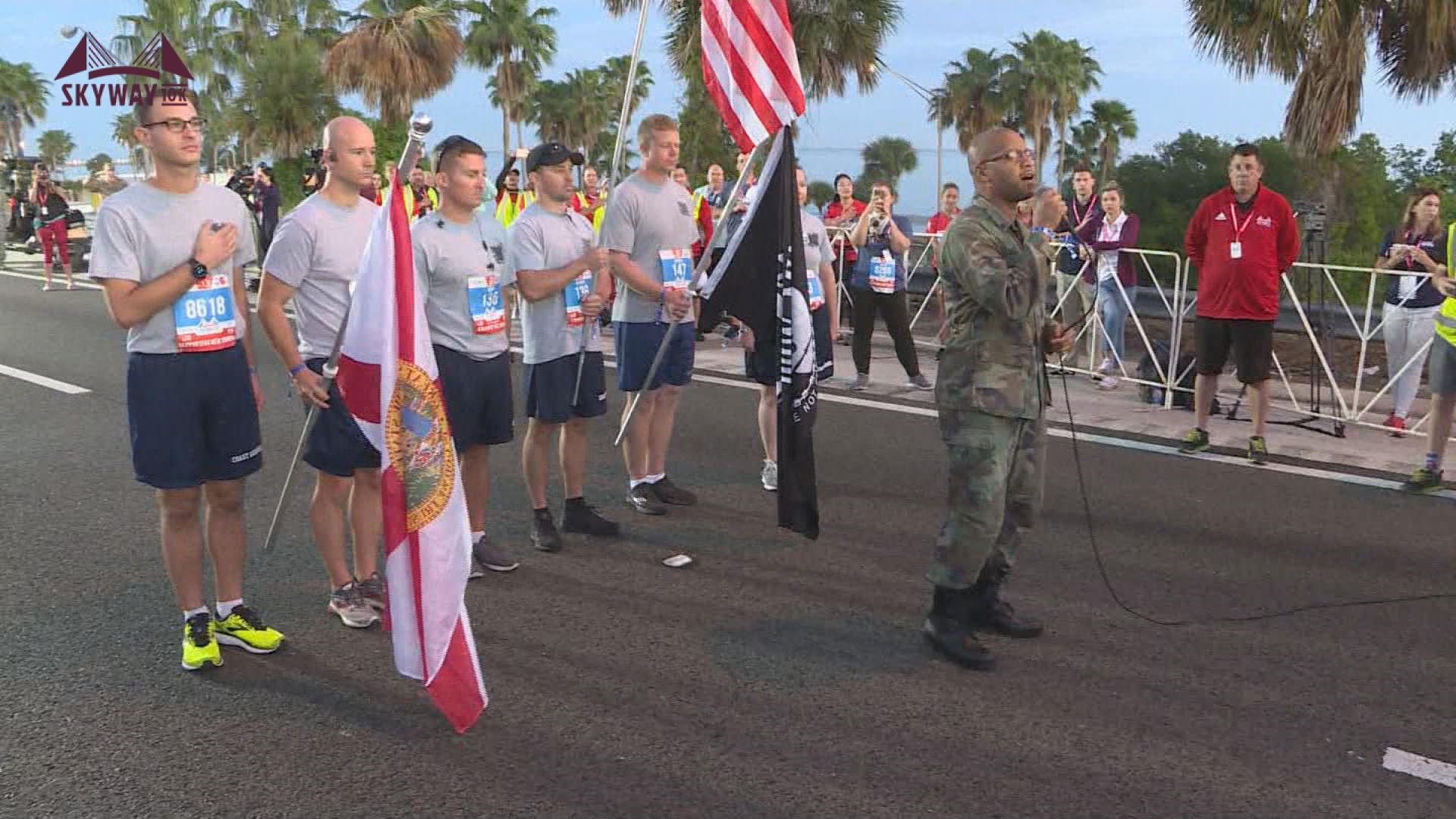 U.S. Army Veteran Specialist Charles Jones sang the National Anthem at the start of the 2019 Skyway 10K.