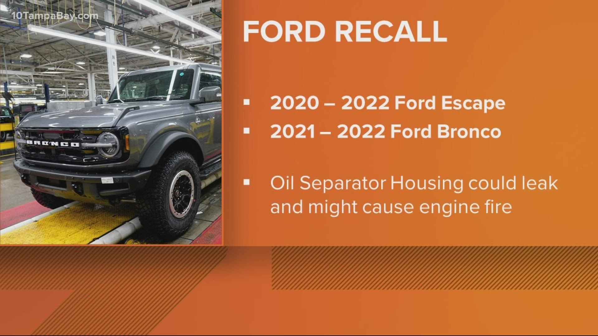Ford recall including F-150, Ford Escape over oil leaks, brakes | wtsp.com