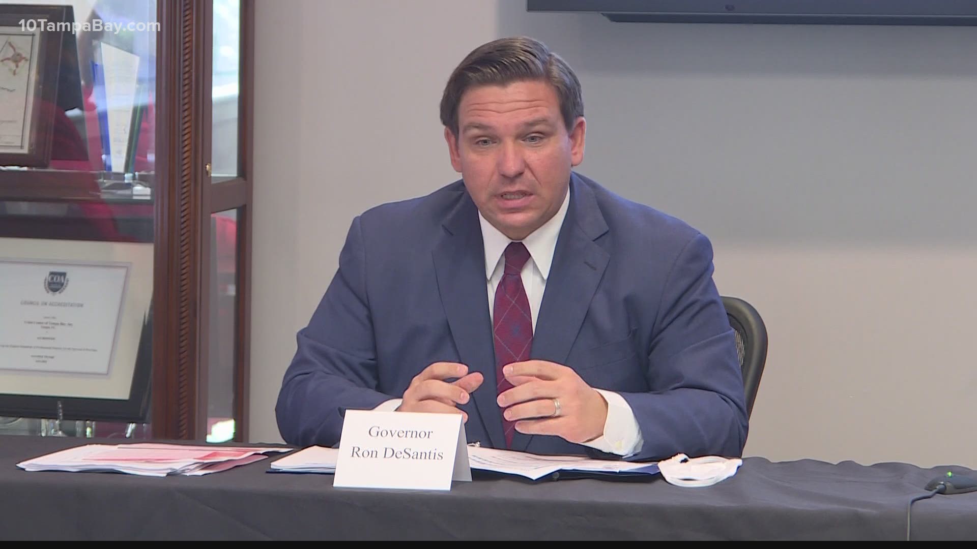 Florida Governor Ron DeSantis and first lady Casey DeSantis will be in Tampa Thursday afternoon to talk about mental health and the coronavirus.