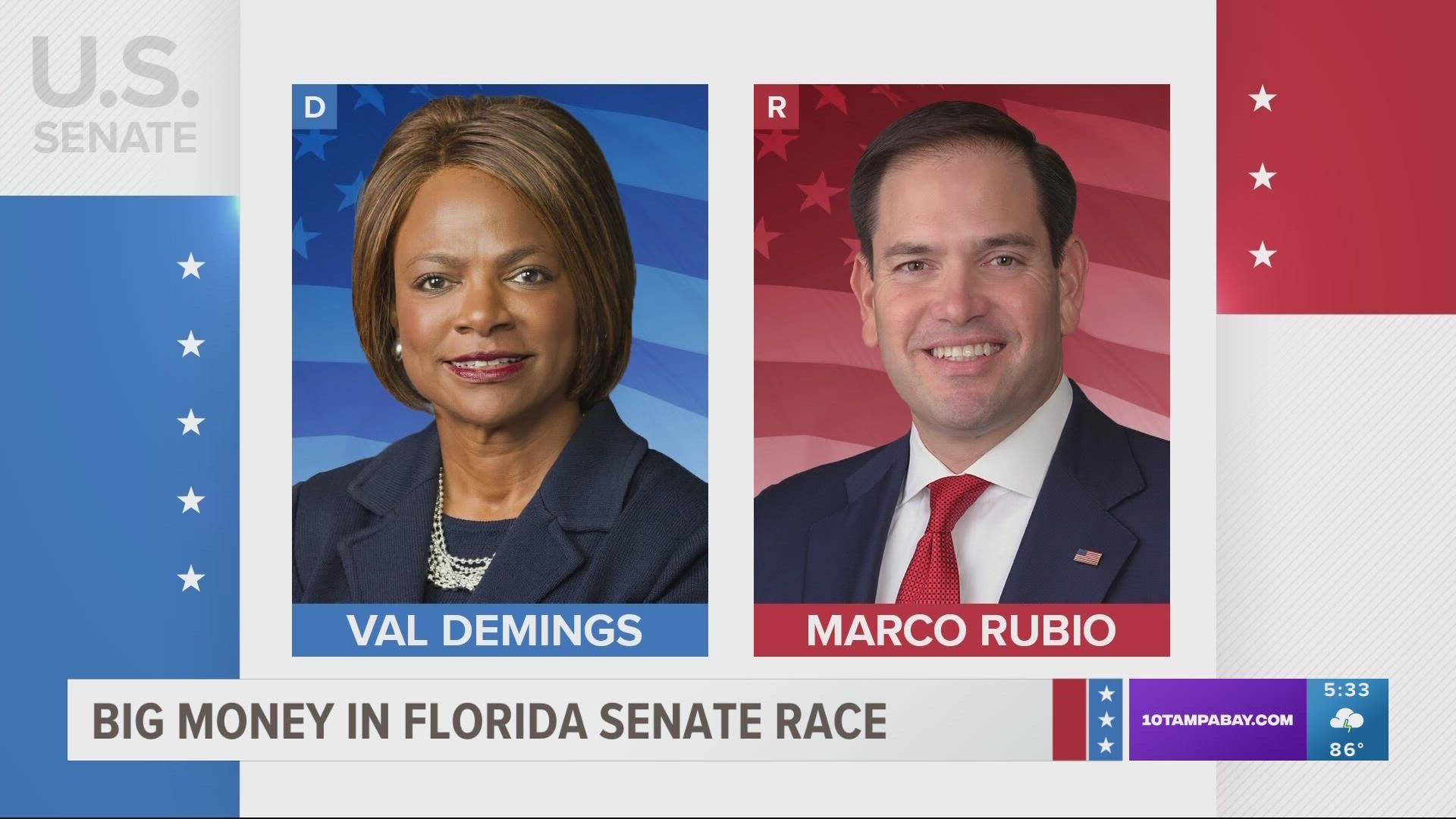 The race is already the third most-funded Senate race in the nation. Demings has an early fundraising advantage.