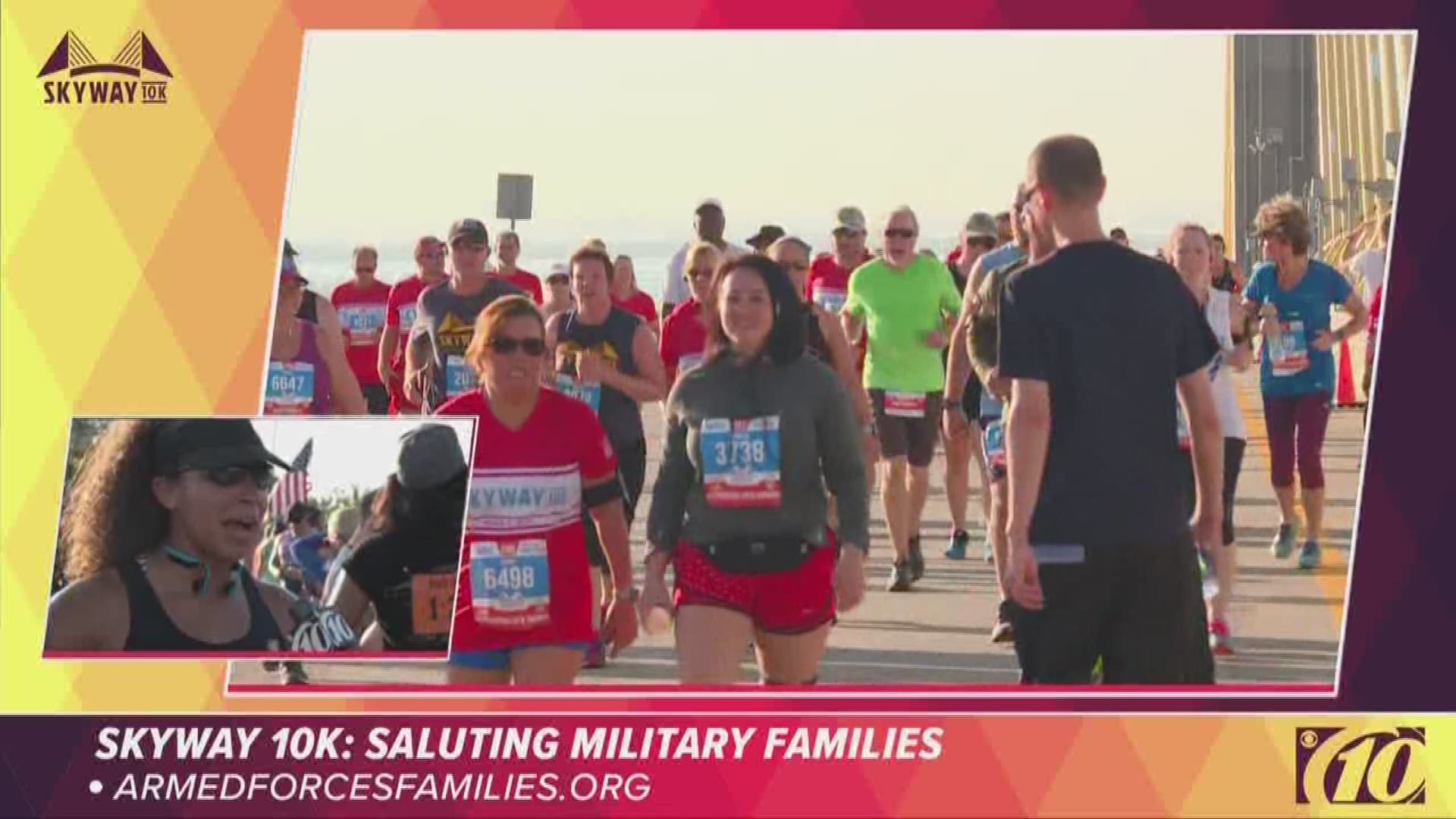 One runner in the Skyway 10K said she teared up at the top of the bridge as she saw the troops and flags.