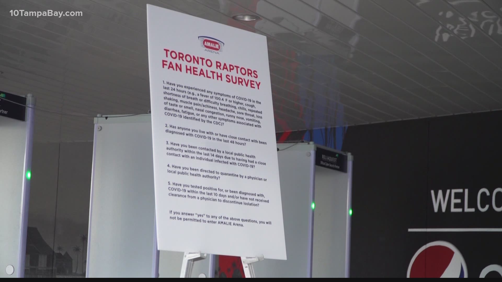 The Toronto Raptors are playing their home games at Amalie Arena until they're cleared to play in Canada again.