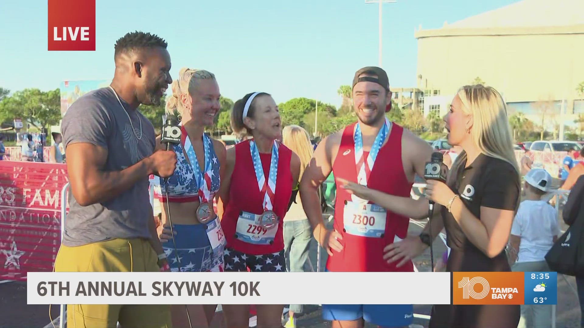 So far, no injuries — the Skyway 10K runners may be sore tomorrow.
