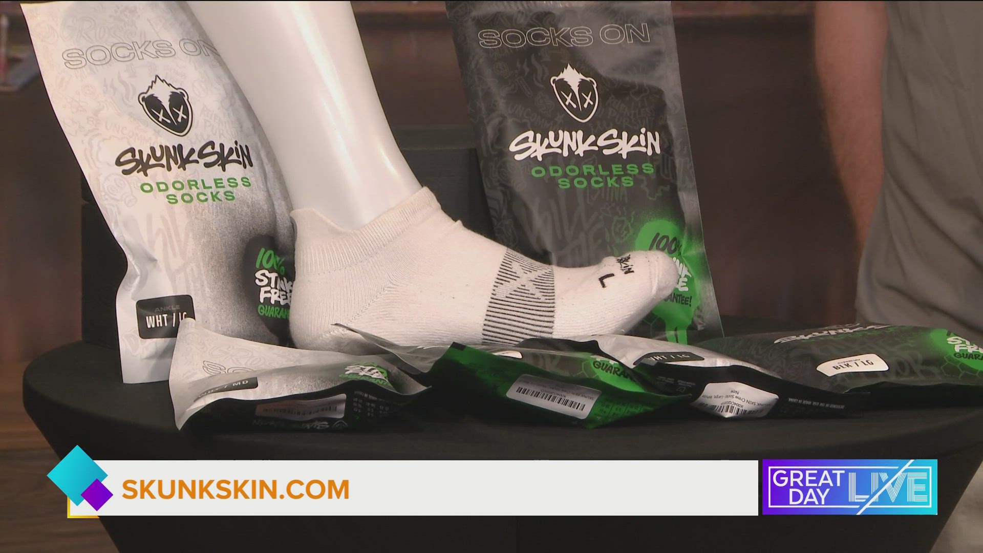For more on these odor-free socks visit skunkskin.com