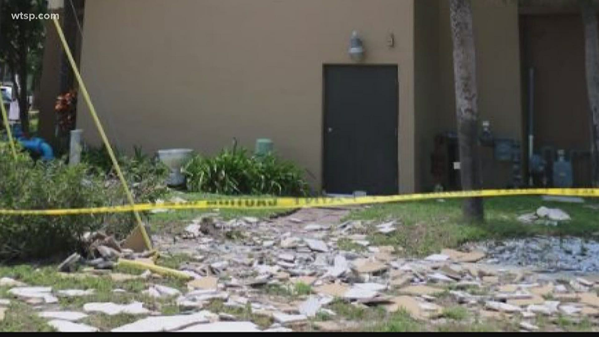 Parts of an assisted living facility fell off the building Thursday afternoon in Clearwater.