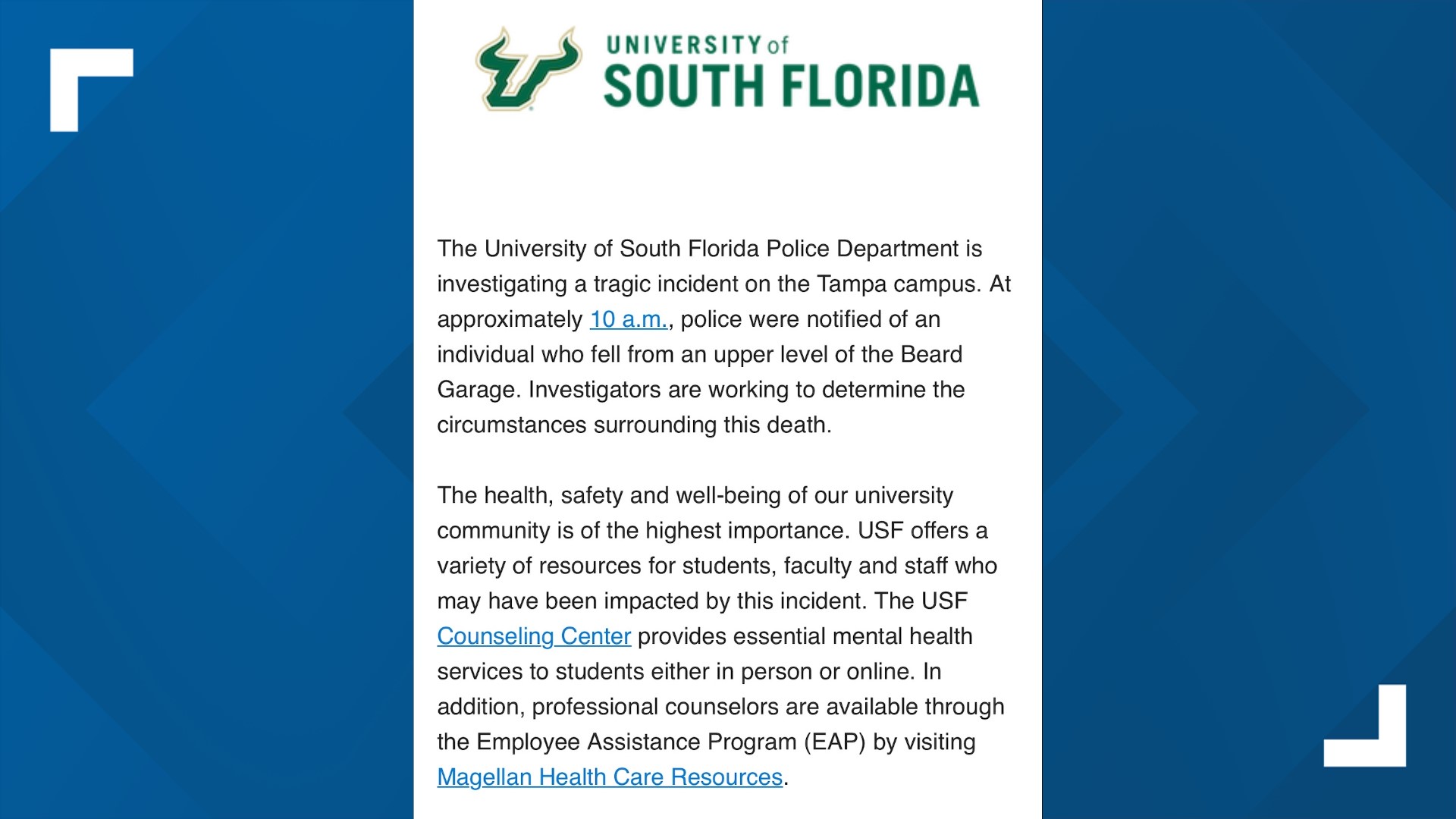usf-investigating-death-at-beard-parking-garage-wtsp