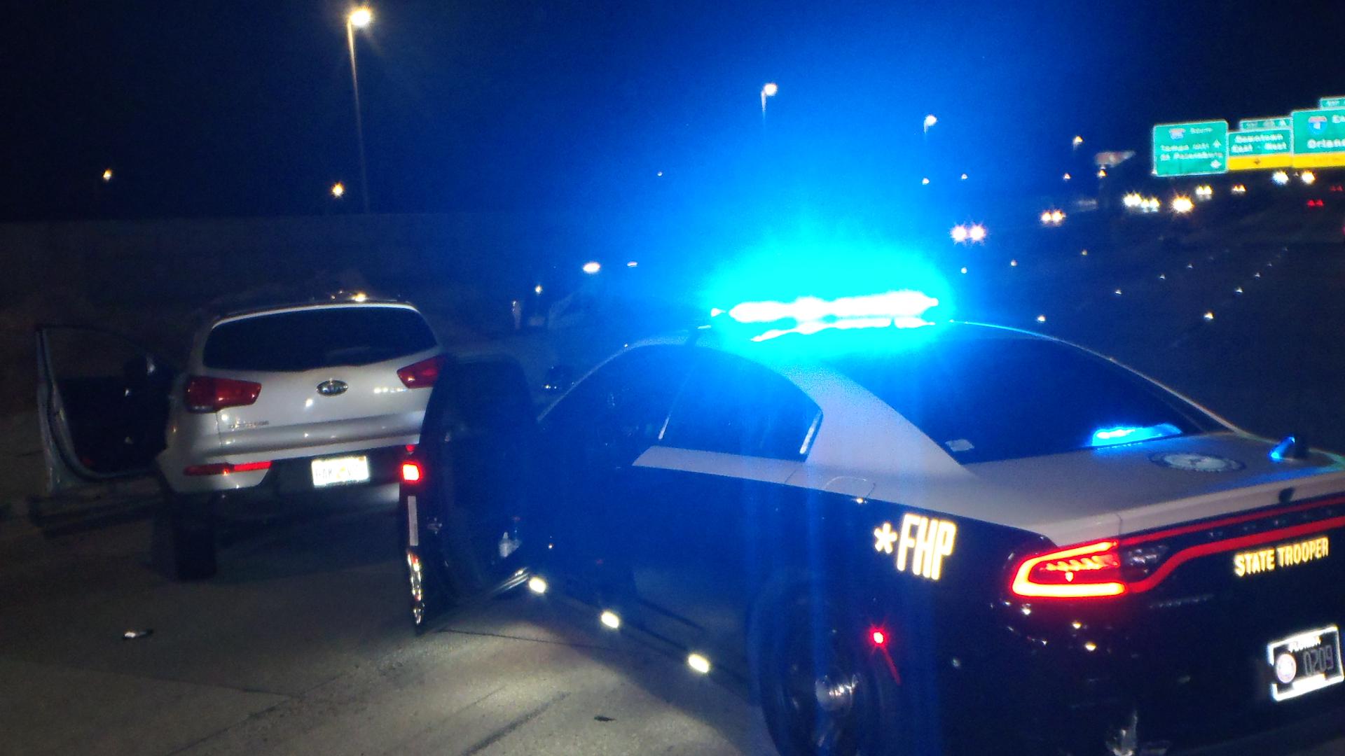 Dashcam video shows an FHP trooper stopping a driver who was reportedly driving the wrong way Sunday morning on I-275. (Credit: Florida Highway Patrol)