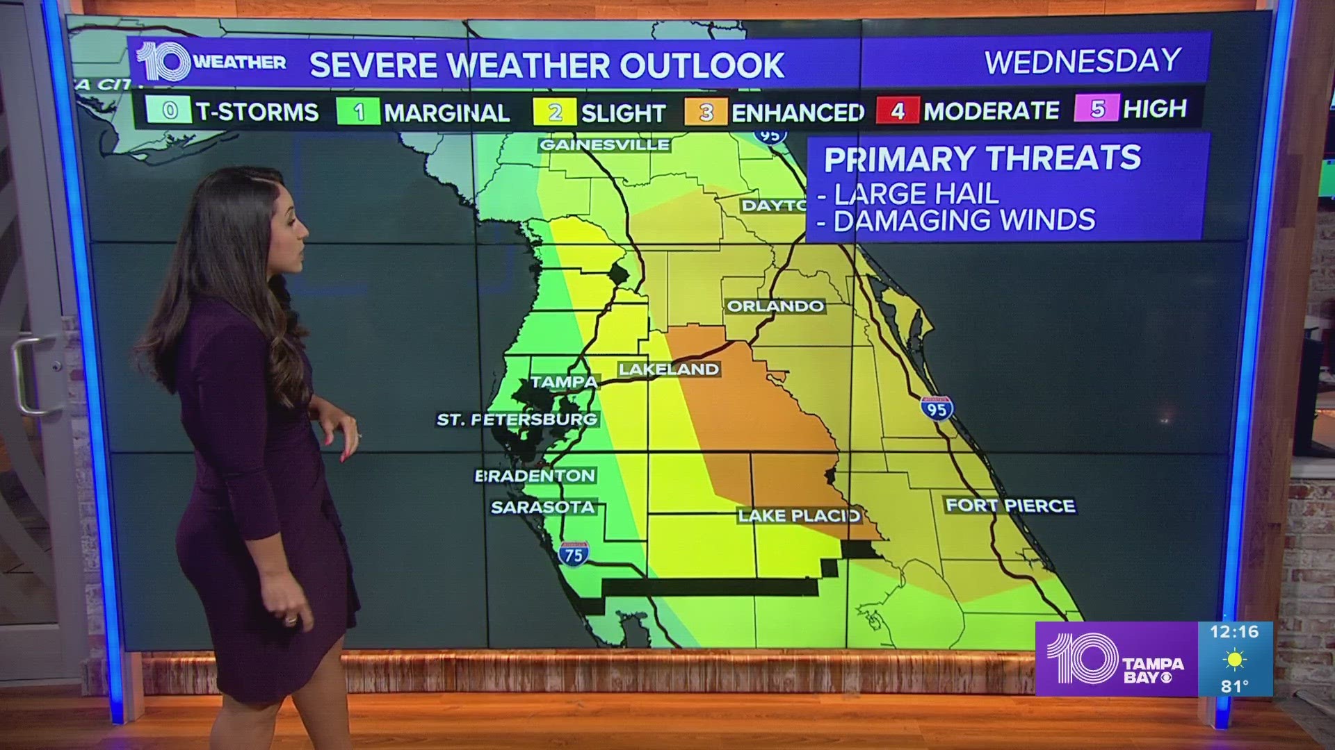 An enhanced risk of severe thunderstorms exists Wednesday.