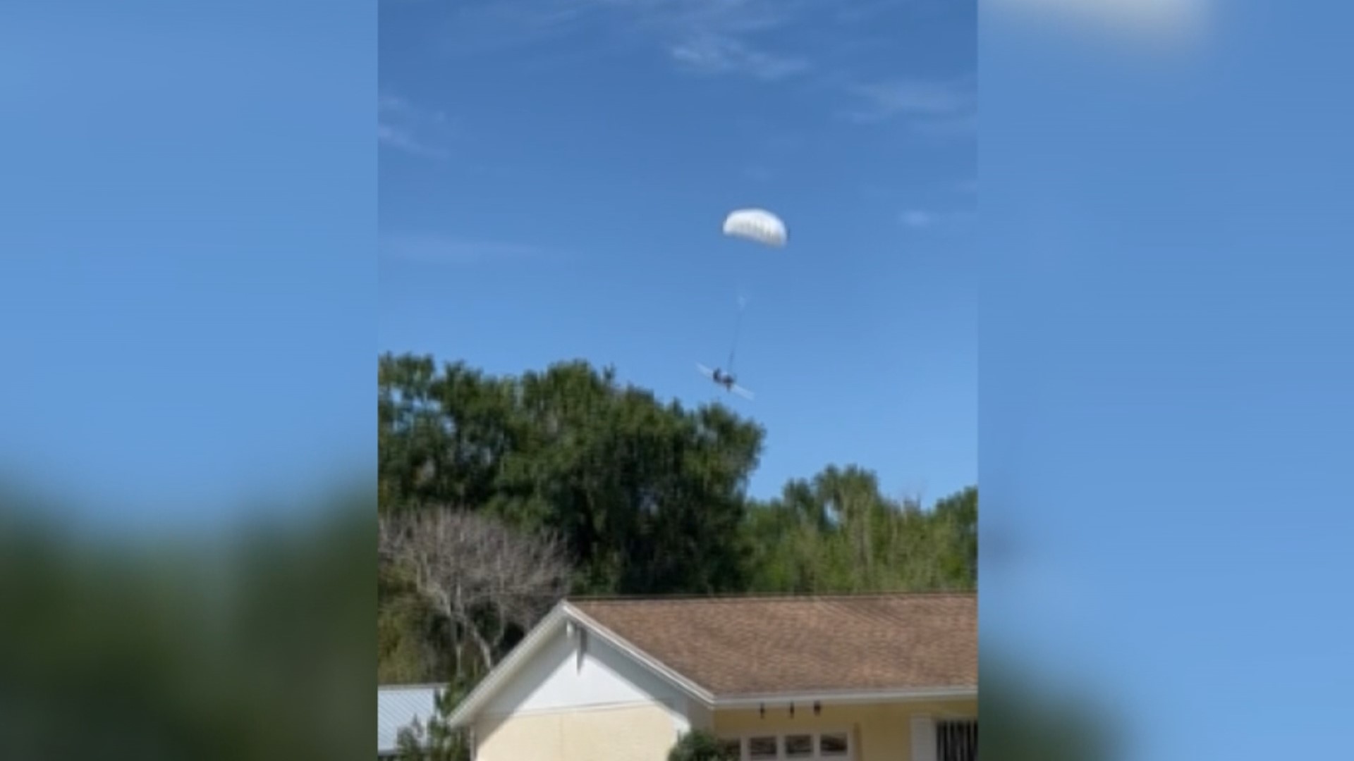 Kendry Liranza captured the moment a small plane floated to the ground after its parachute deployed in Brandon, Florida.