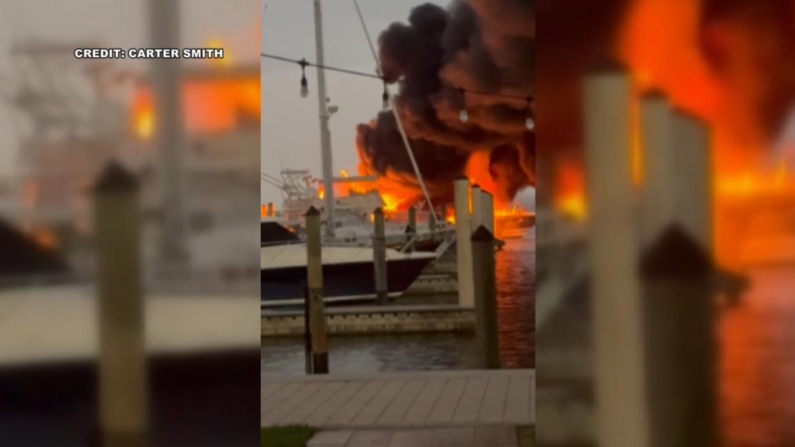 VIDEO: Multi-vessel fire in Tampa sends plume of smoke into the air ...