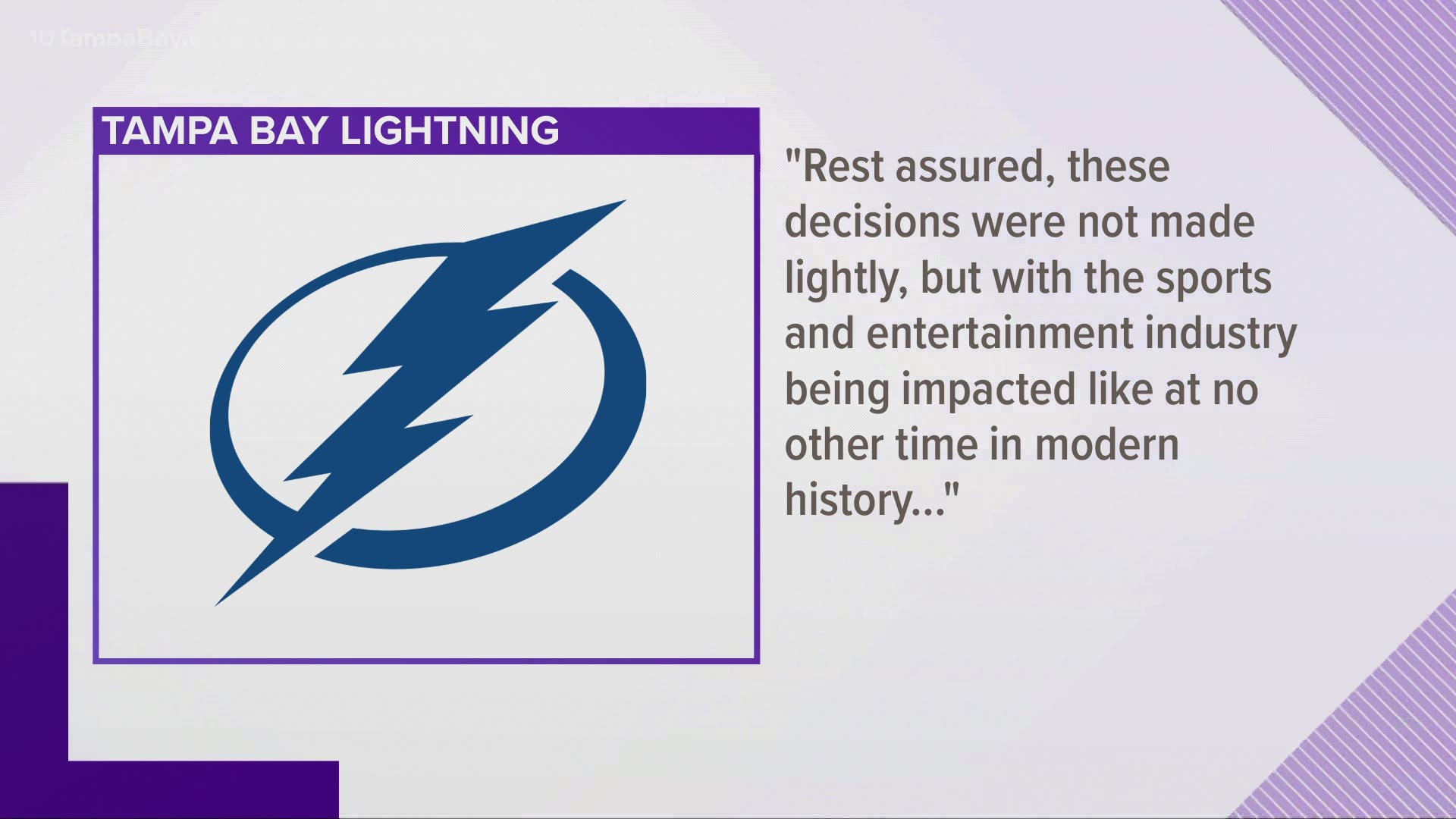 Just months after winning the Stanley Cup, officials with the Tampa Bay Lightning say they're eliminating 30 positions.