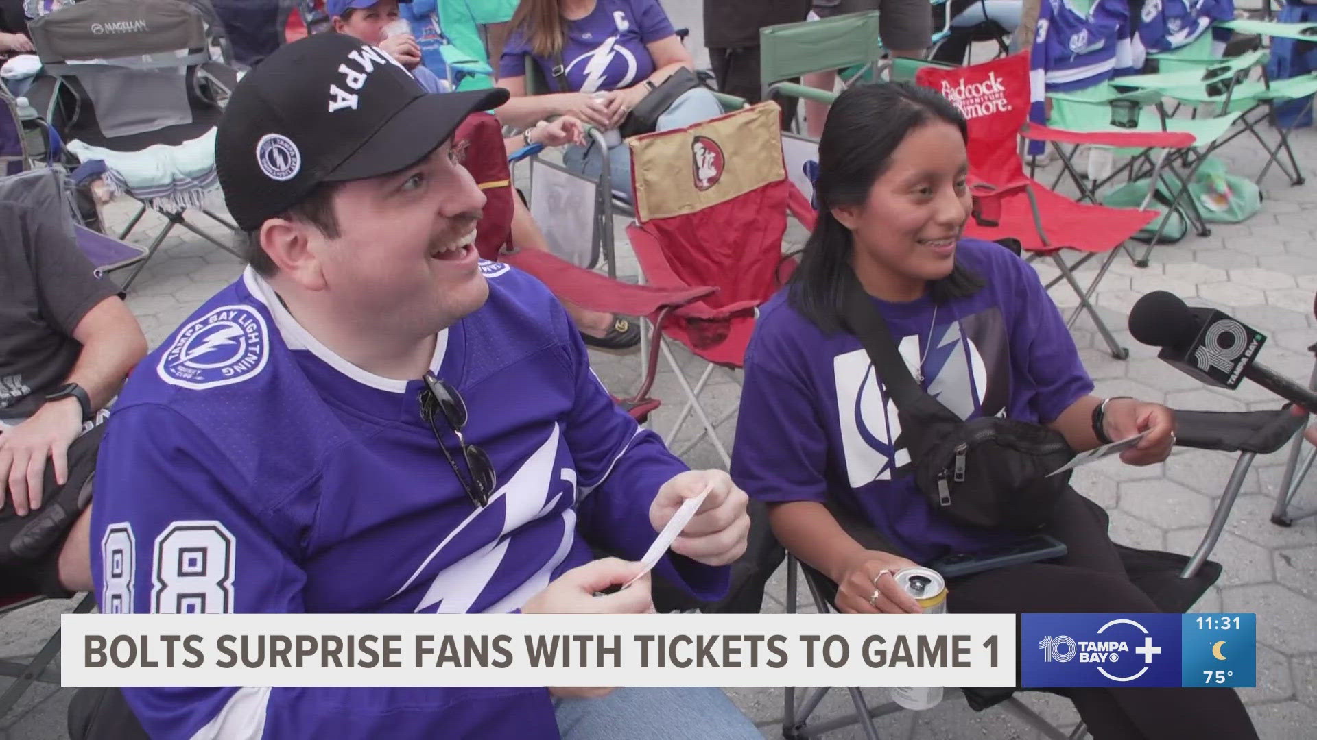 Ten lucky fans were surpsied with a chance to watch the Tampa Bay Lightning take on the Florida Panthers inside Amalie Arena.