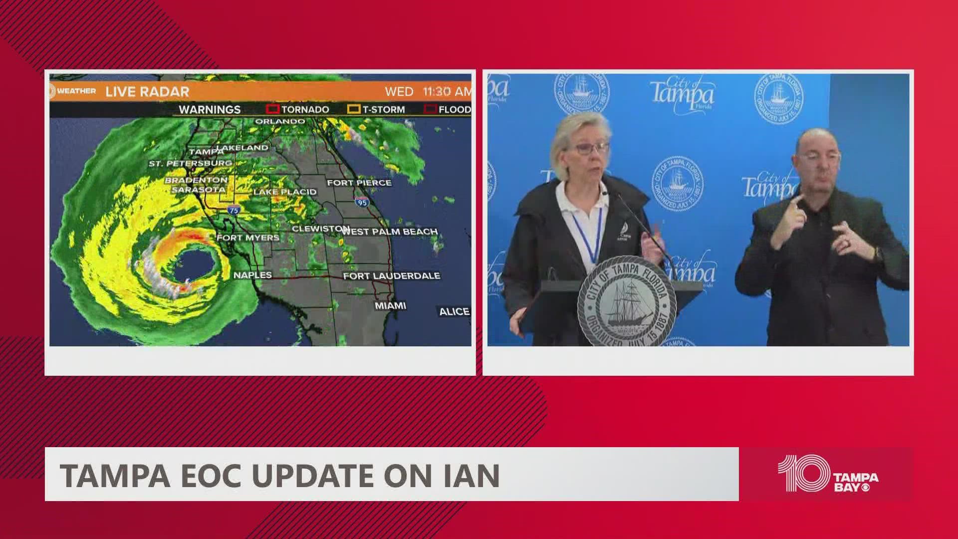 Mayor Jane Castor gives an update on conditions in Tampa as Hurricane Ian makes landfall in Florida.