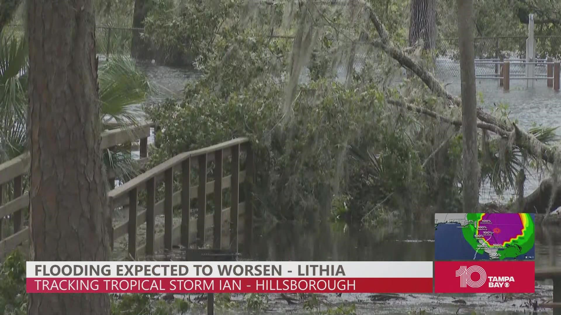 Parts of Lithia Springs Park underwater following Hurricane Ian