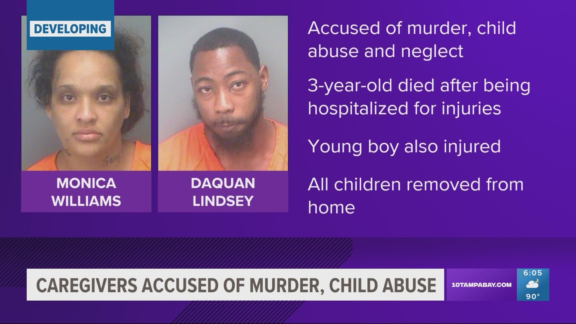 Authorities say Monica Williams, 33, and Daquan Lindsey, 25 were the caregivers of Brandy Crews.