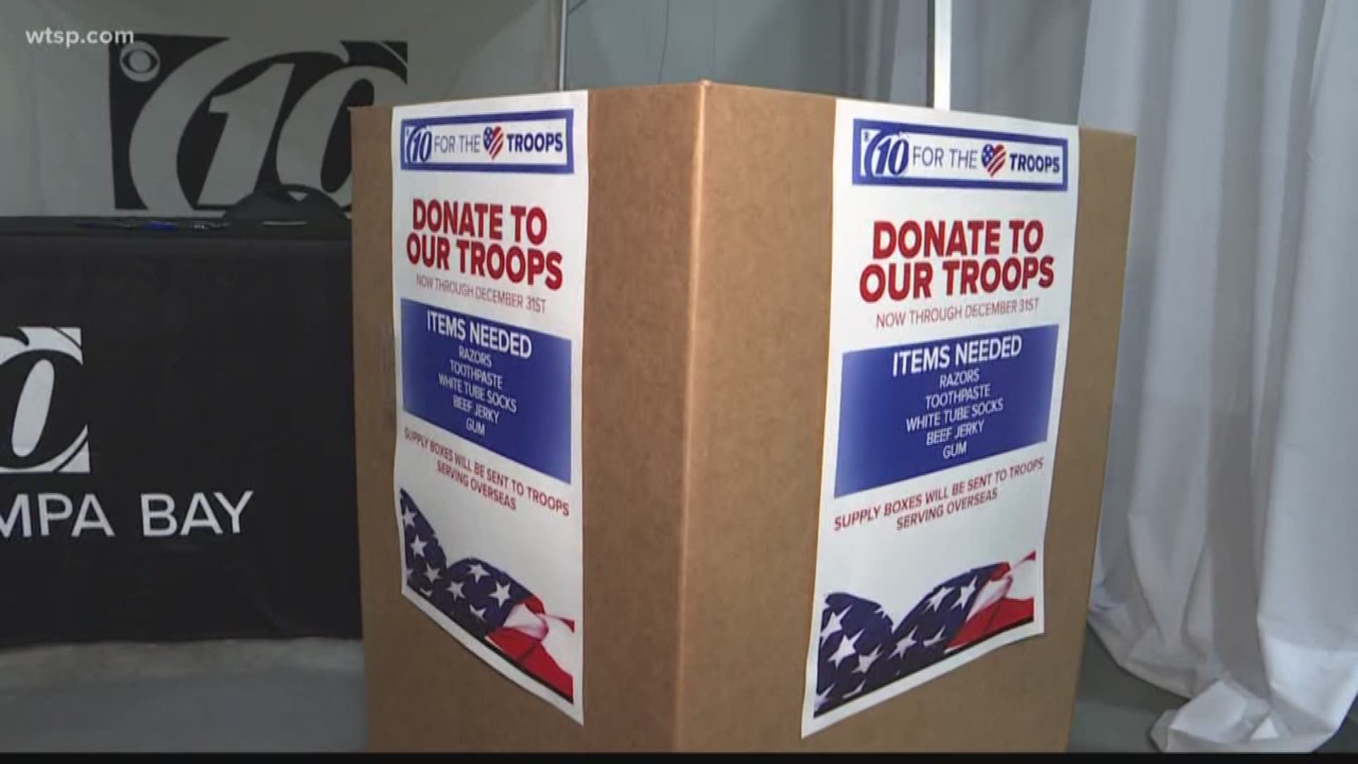 This holiday season, 10News WTSP is teaming up with the charity Support the Troops to collect supplies for troops stationed overseas