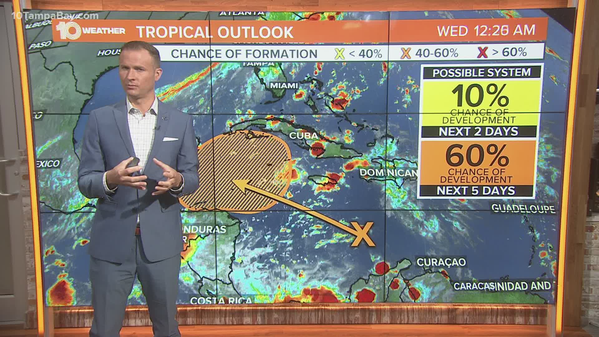 After a few days of peace and quiet in the tropics, the National Hurricane Center is monitoring an area that has a medium chance of developing this week.