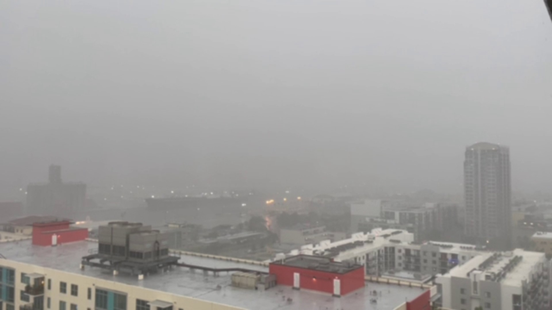 Storms move through downtown Tampa as severe weather impacts the region