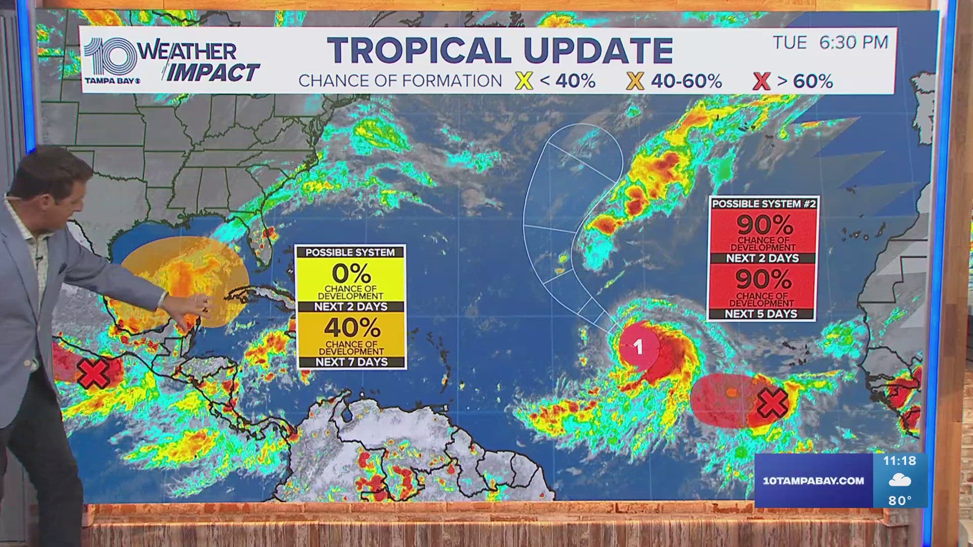 Models show that a system could move across the Gulf of Mexico and into Florida by Tuesday.