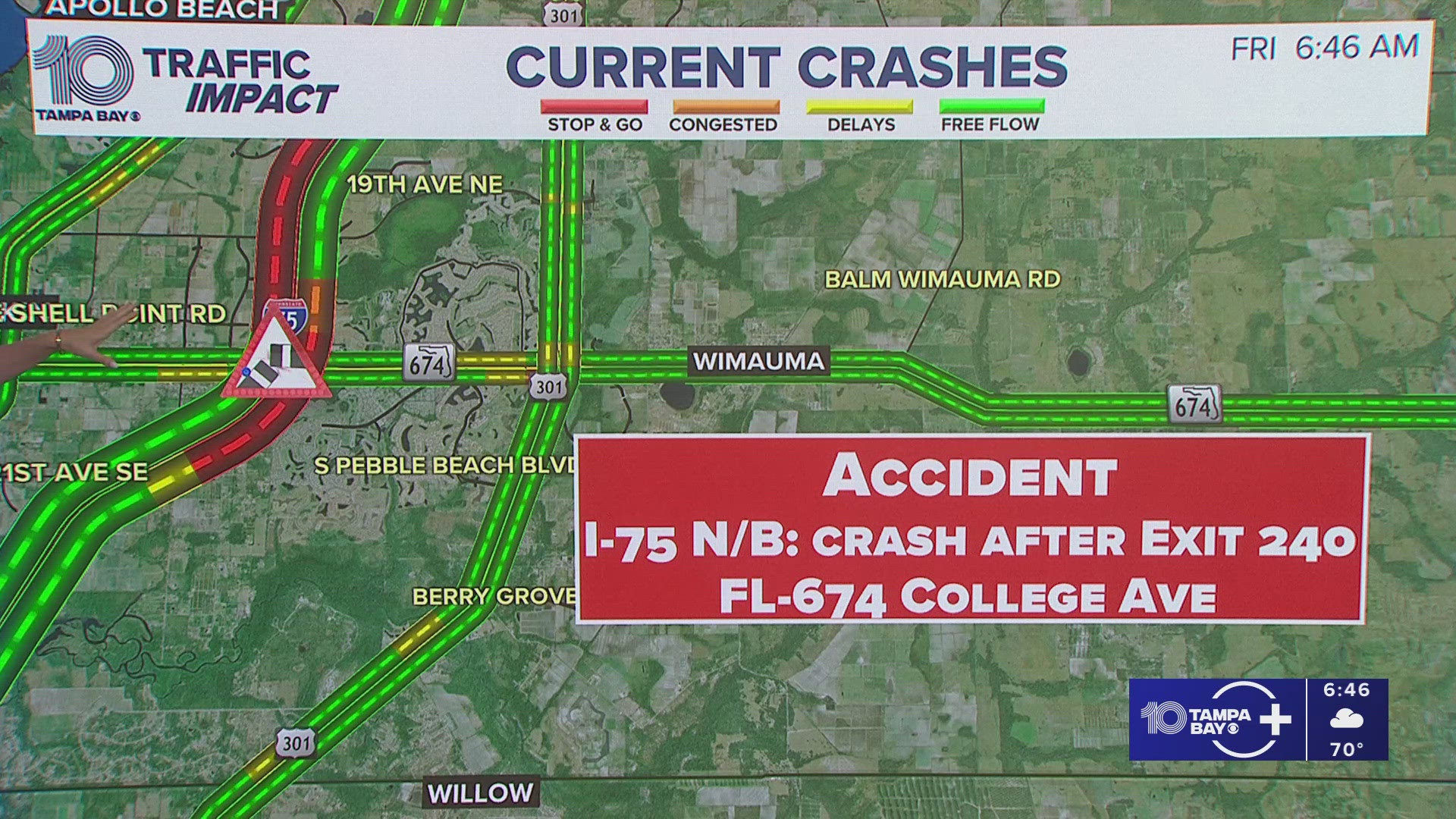 Traffic Alert: Part of road closed after crash on I-75 | wtsp.com