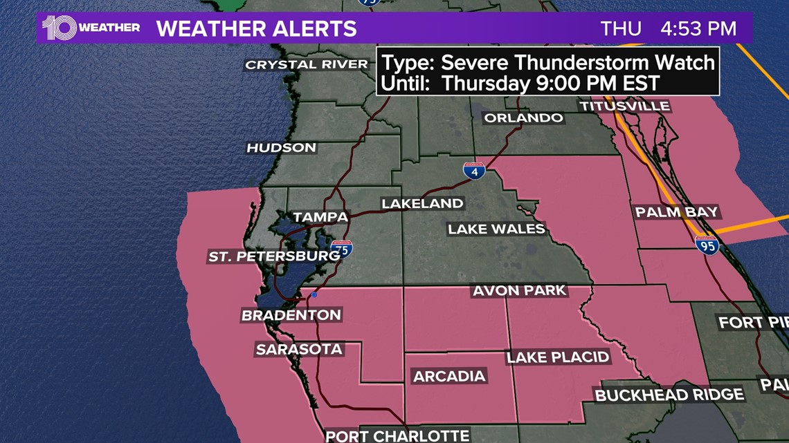 Tampa Bay under severe thunderstorm watch through 9 p.m. | wtsp.com