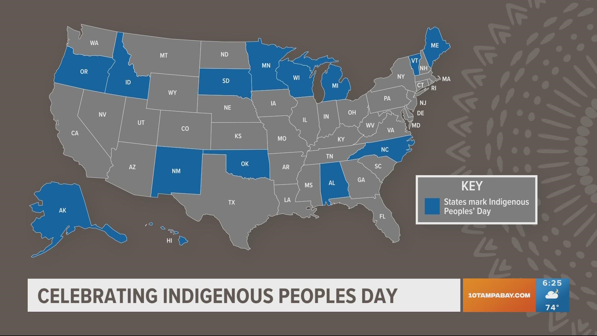 Which states recognize Indigenous Peoples Day?