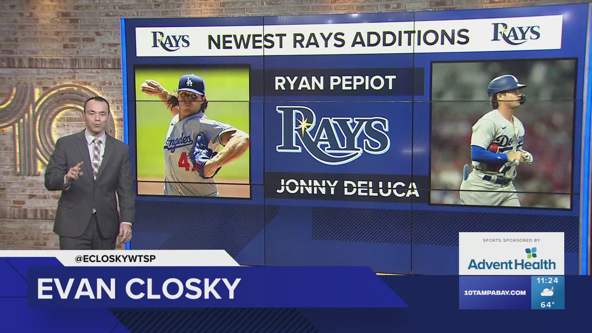 Jeff Passan with ESPN said the Rays would receive pitcher Ryan Pepiot and outfielder Jonny Deluca in exchange.