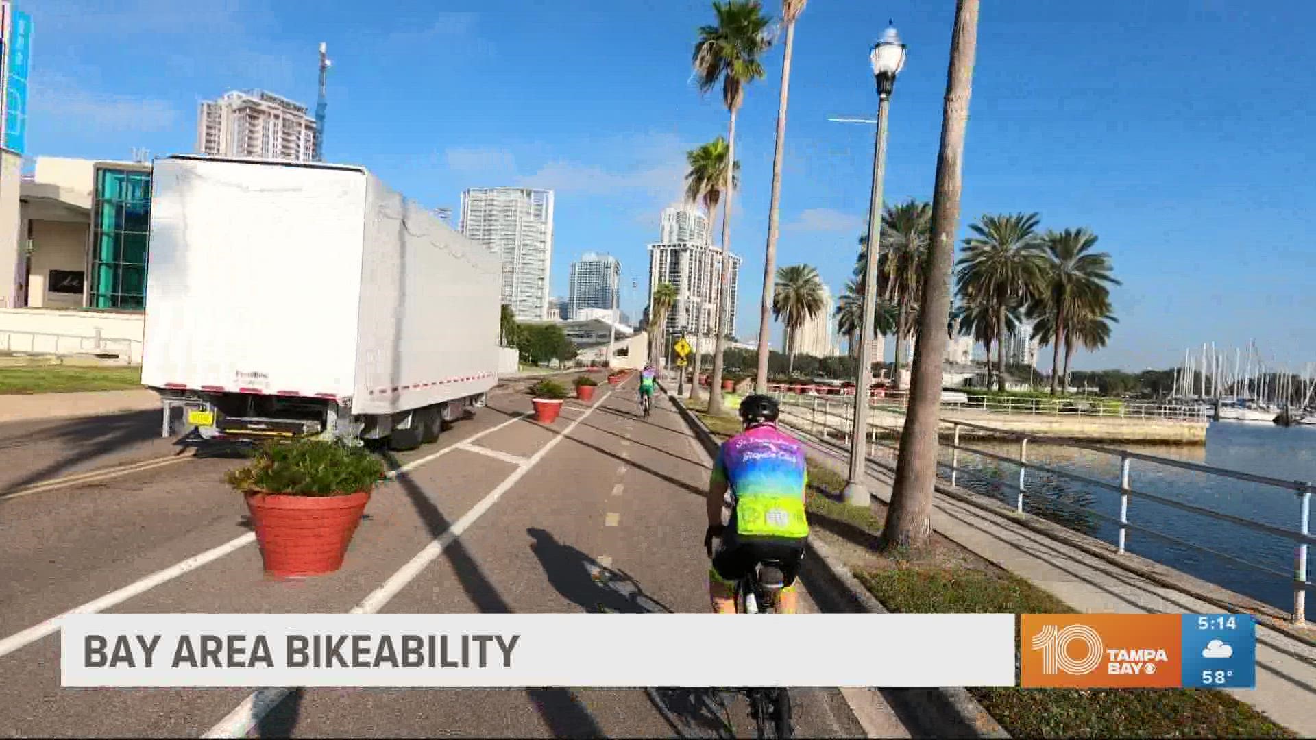 Tampa has recently installed more barrier-protected bike lanes.