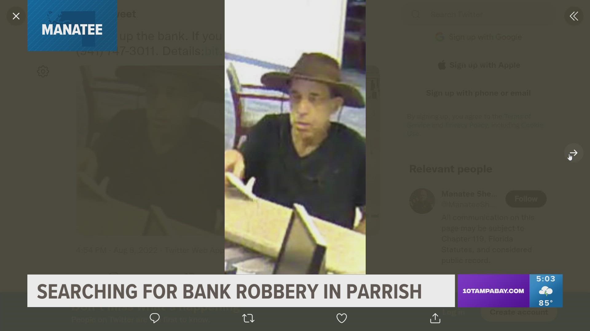 According to law enforcement, the teller handed over an undisclosed amount of cash before the man walked out of the bank.