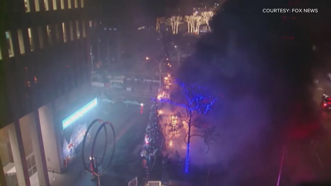 Fox News Christmas tree set on fire in New York City reports