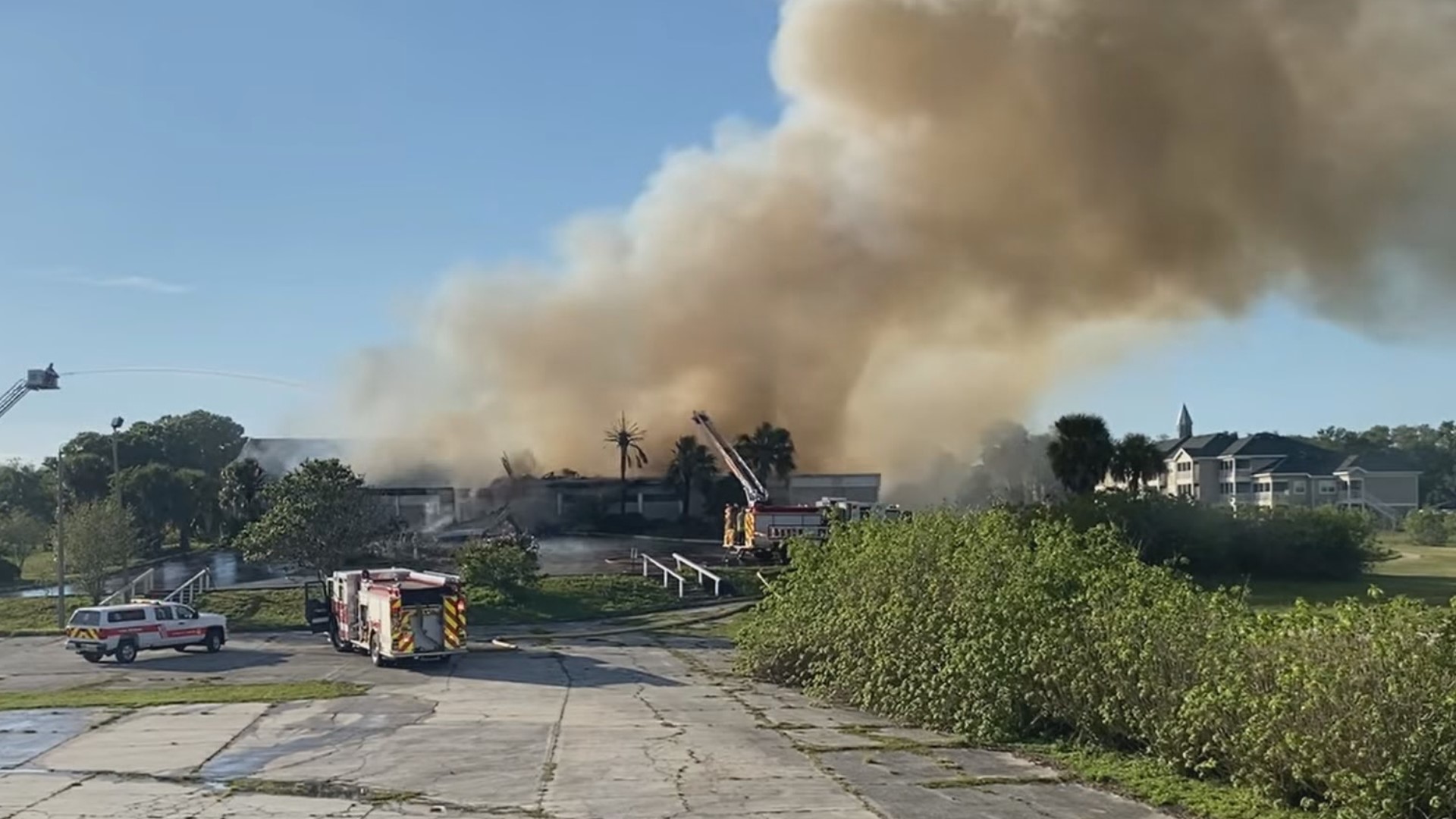 The Lakeland Fire Department posted video Saturday of crews fighting what is now considered an arson at an abandoned country club.