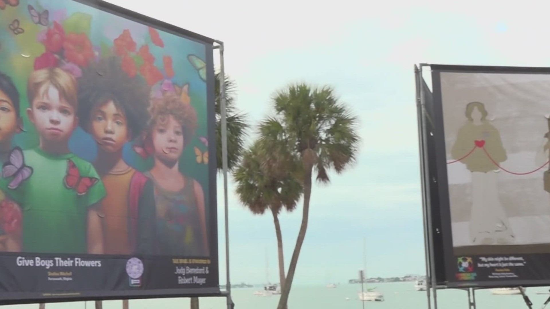 50 billboard-sized art pieces are on display now at Bayfront Park.