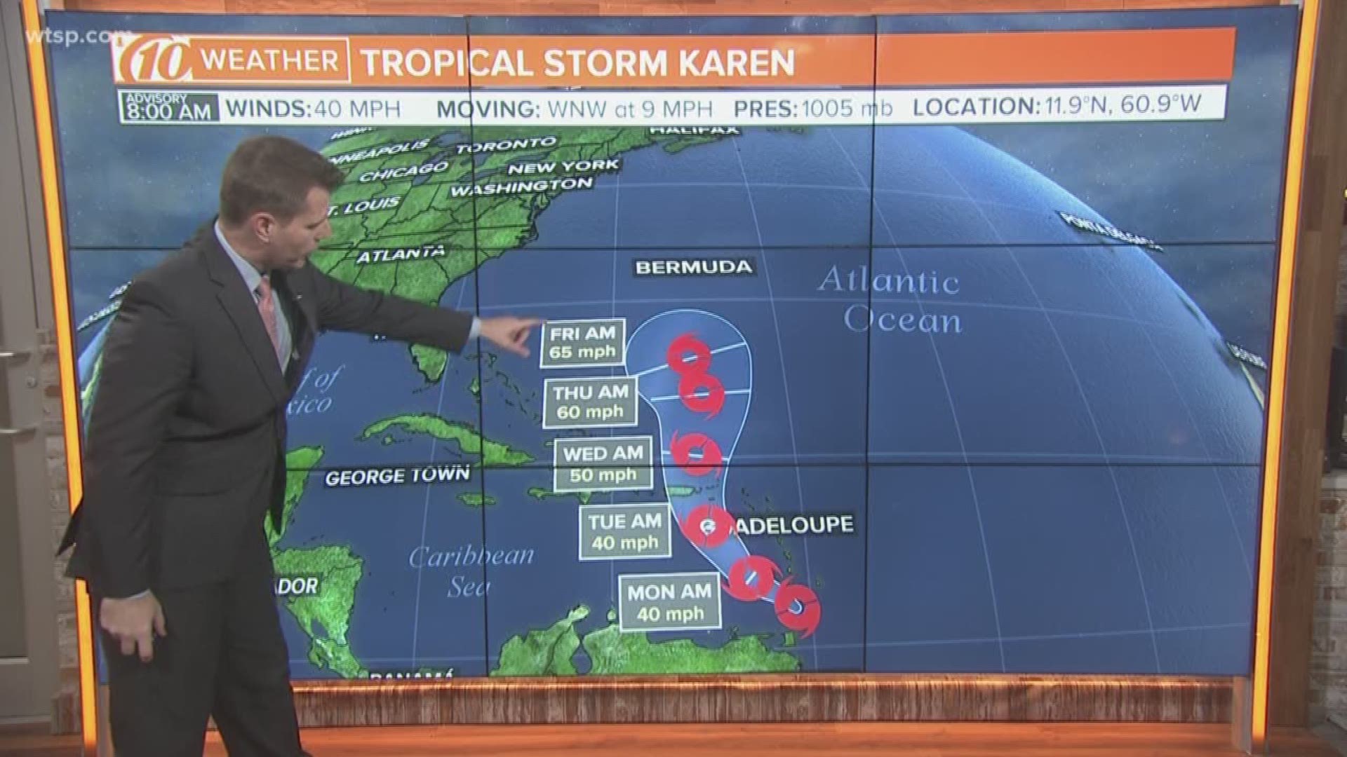 The 11th named storm of the Atlantic hurricane season developed overnight just east of the Windward Islands: Tropical Storm Karen.