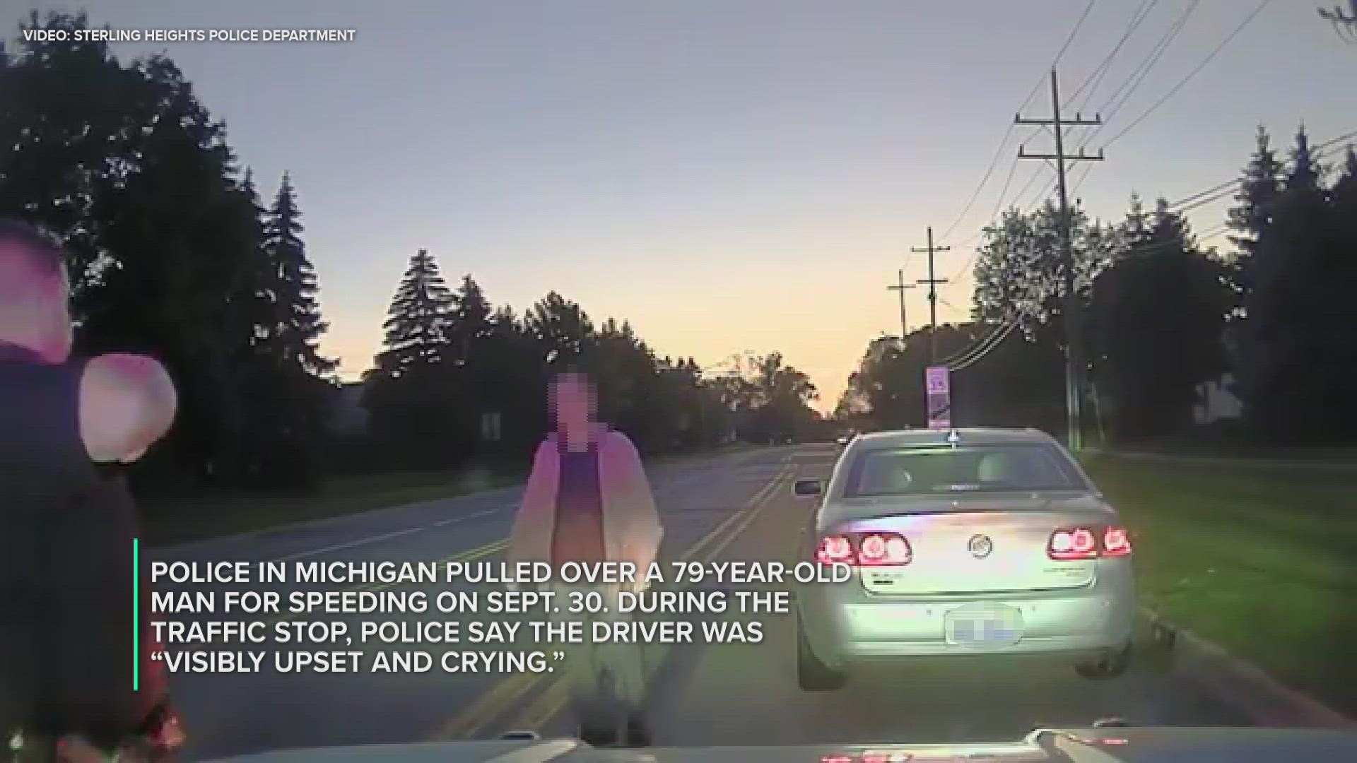 A Michigan police officer pulled a driver over for speeding, but it ended with a heartwarming favor for the man in need.