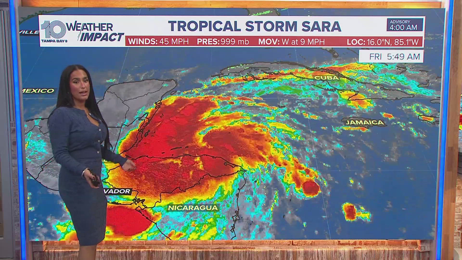 The system could bring showers and storms to the Tampa Bay area, but nothing major as of the latest track.