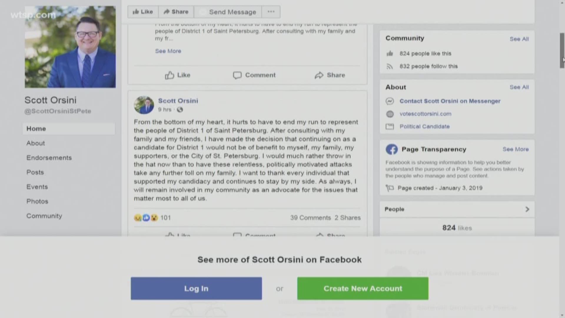 Scott Orsini, a candidate for St. Petersburg City Council's District 1 seat, withdrew Wednesday from the race, citing "politically motivated attacks" following social media posts he described as "insensitive and immature."

Orsini made the announcement on Facebook, saying "it hurts to have to end my run."