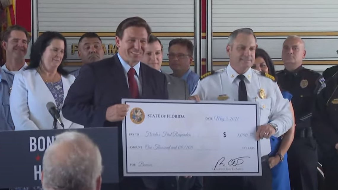 First responders in Florida will get 1,000 bonuses