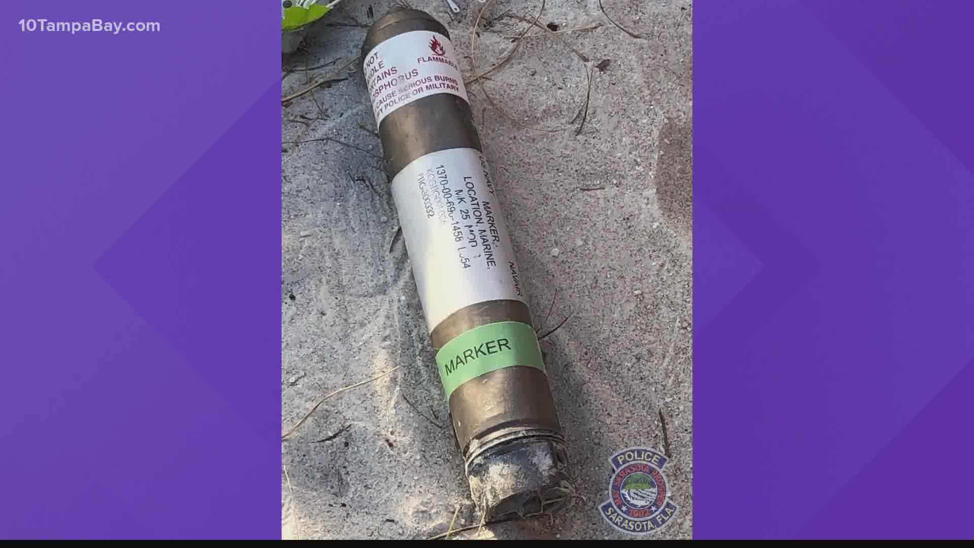 Police said crews from MacDill Air Force Base responded to properly dispose of the device.