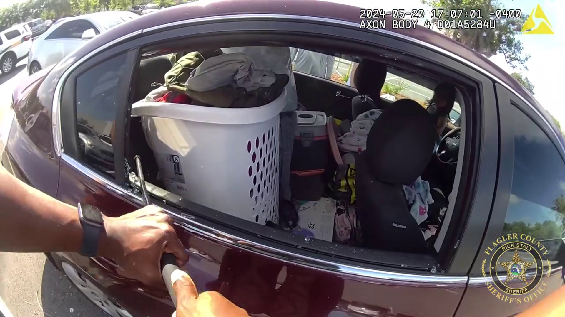 Flagler County, Florida, deputies sprang into action to rescue a 1-year-old girl who got locked in a hot car.