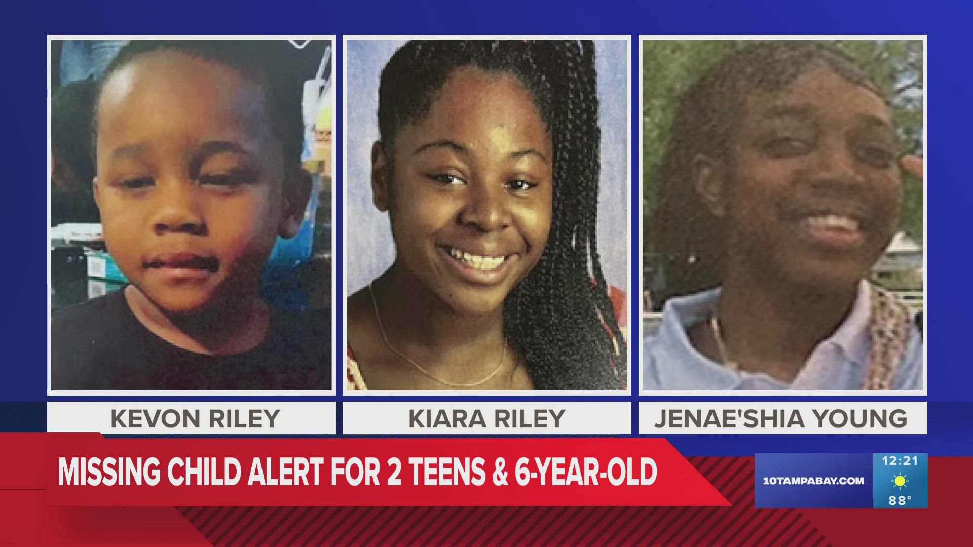 The Florida Department of Law Enforcement said all three children "may be in the area of the 15th Avenue South and 31st Street South intersection in St. Petersburg."