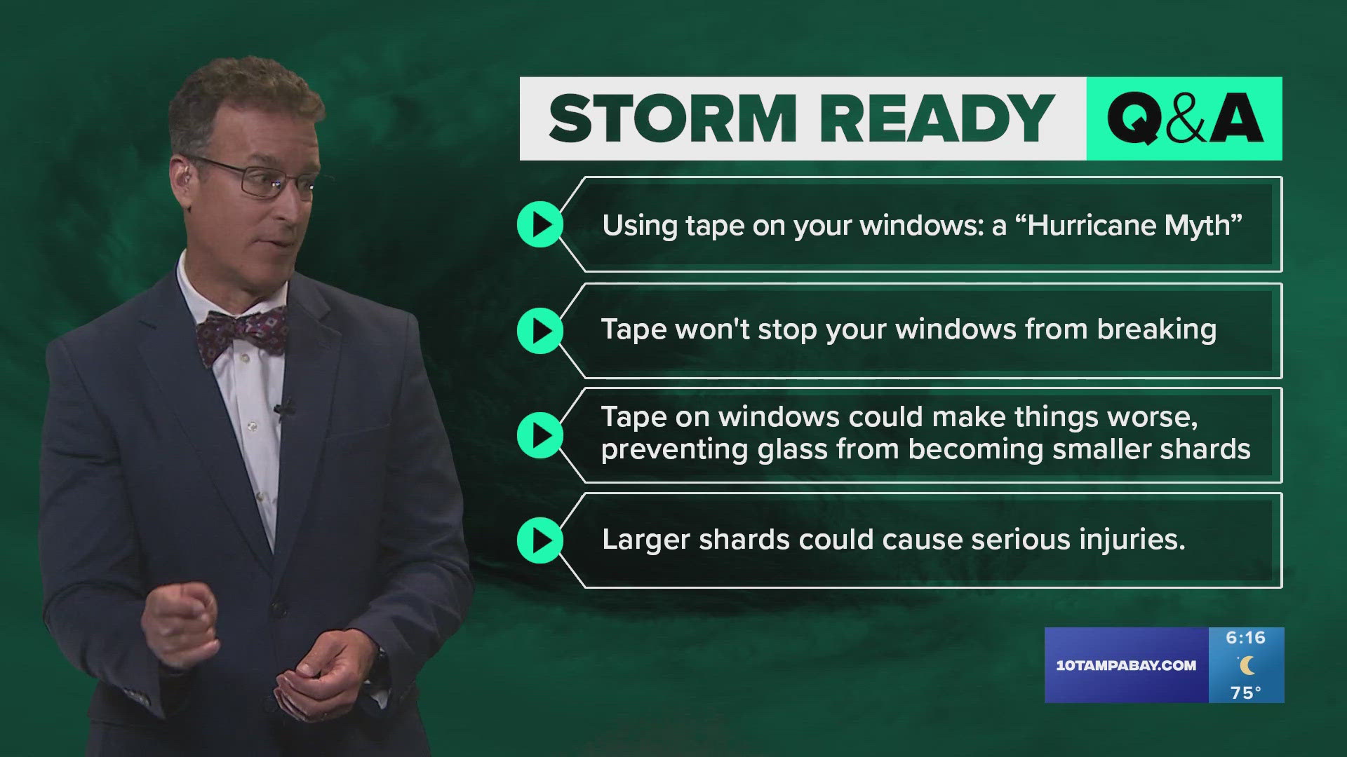 A big myth is that tape will protect your windows during a hurricane. Tape won't stop your window from breaking, in fact, it could make things worse.