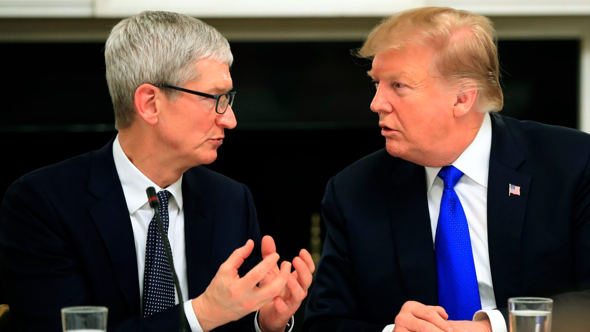 Sitting next to Apple CEO Tim Cook, President Donald Trump slipped and called him "Tim Apple."