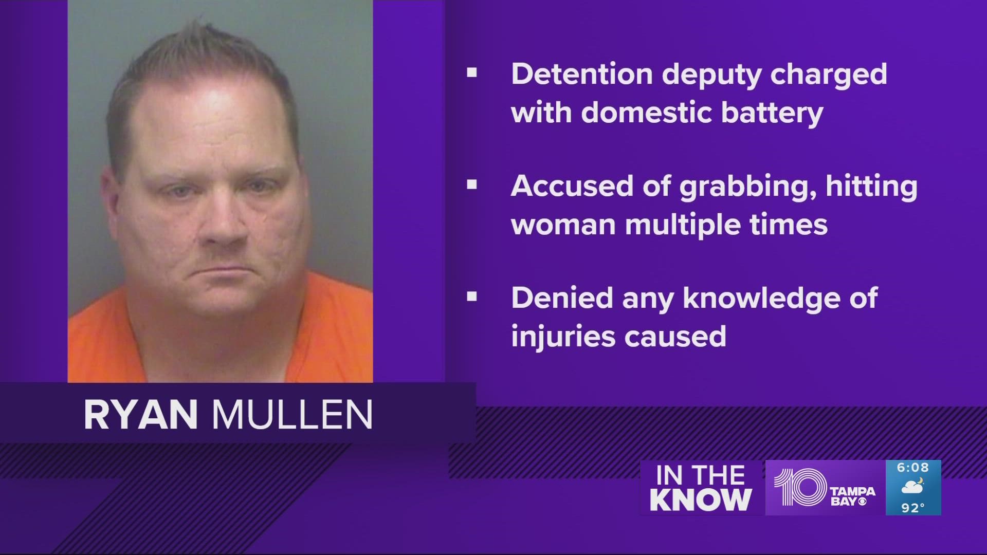Detectives say Ryan Mullen grabbed a woman by her hair and struck her multiple times in the head and face.