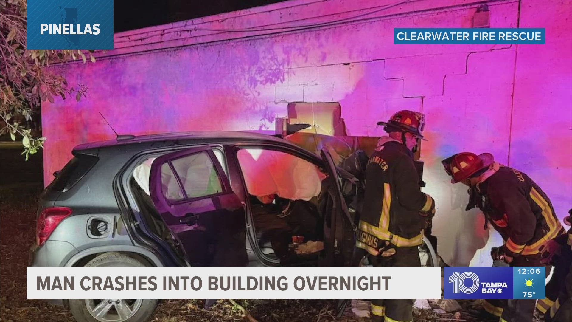 Officials say the driver, William Cummins, was booked into Pinellas County Jail where he faces DUI with property damage.
