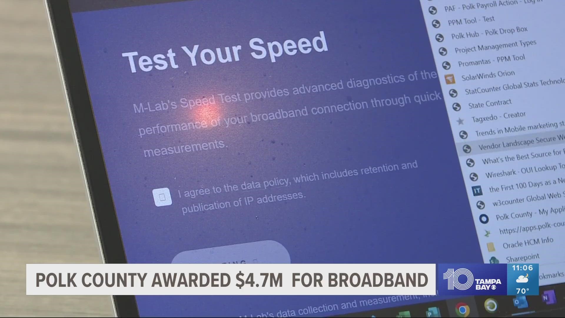 The money will be distributed between 58 different broadband projects in 41 Florida counties.