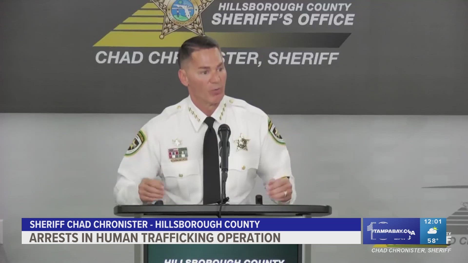 Hillsborough County sheriff Chad Chronister outlined a sting operation leading to the 123 arrests on human trafficking-related charges.