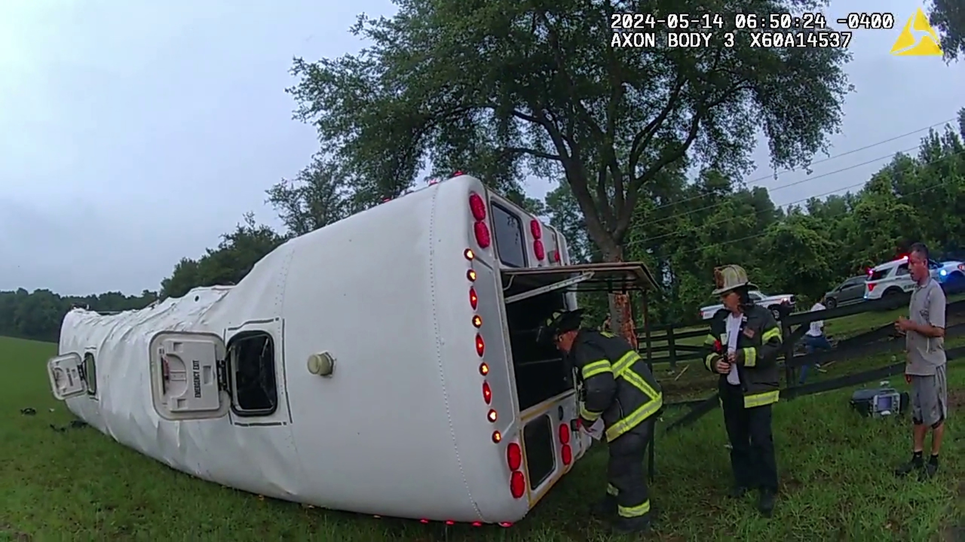 Body camera video from a Marion County deputy shows the aftermath of a bus crash that killed 8 farmworkers and hurt dozens more near Ocala, Florida.