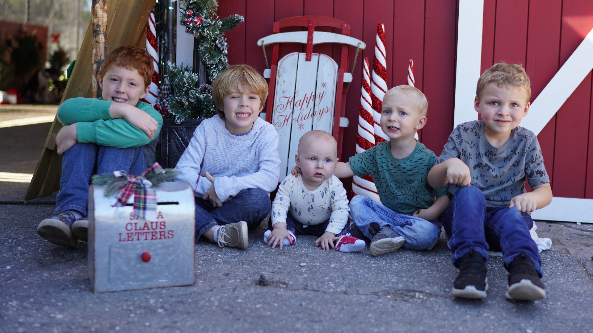 Attempting to get the perfect holiday photo with five boy cousins under age 9 is a challenge.