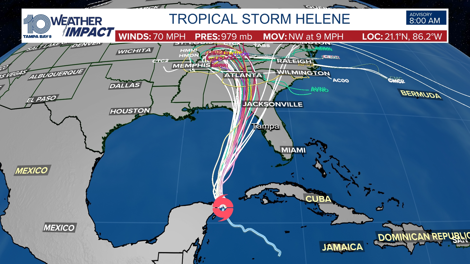 Here's the latest advisory from our meteorologists including the latest on spaghetti models, forecast cones, watches and warnings out in the tropics.