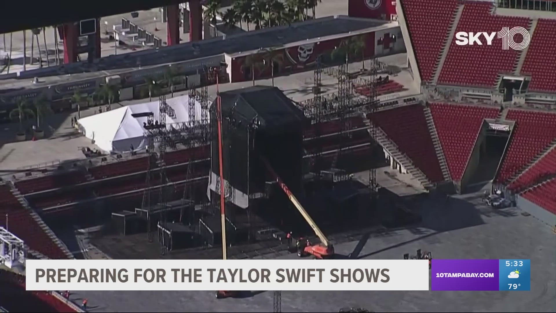 Crews begin setting up Raymond James Stadium for Taylor Swift concert